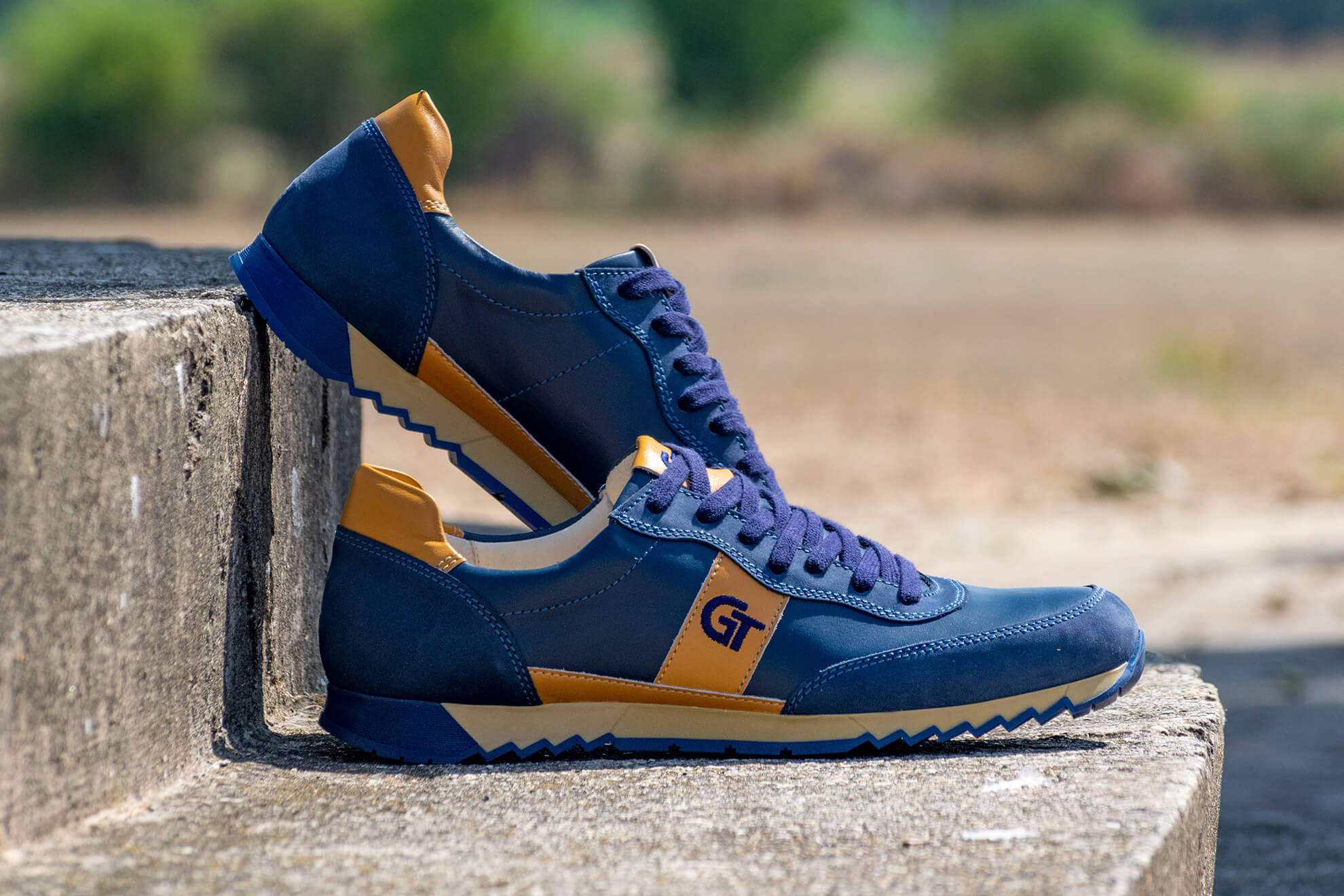 G&T Aktív Óceán - Mustár bőr sportcipő