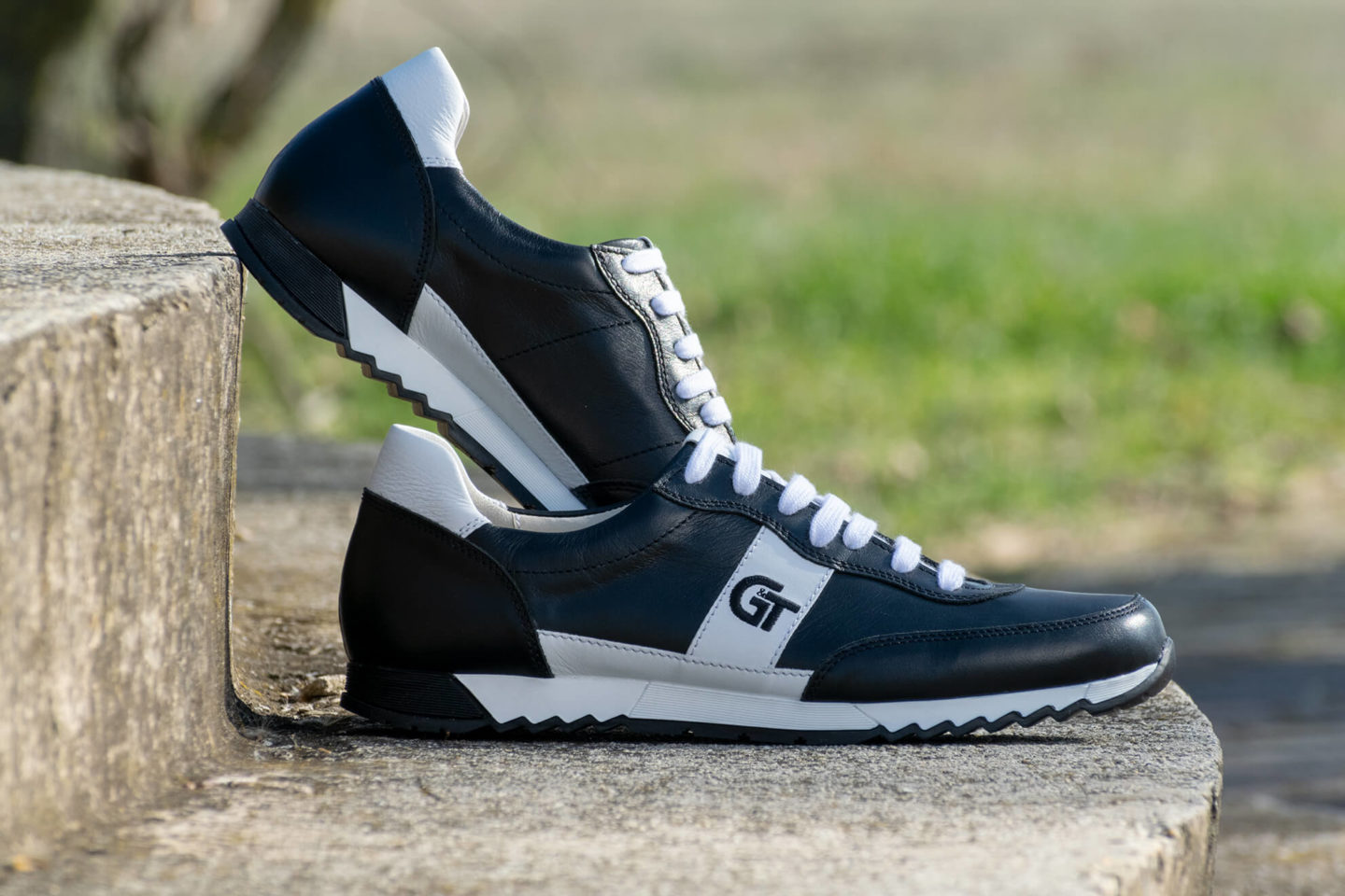 G&T Aktív Fekete - Fehér bőr sportcipő