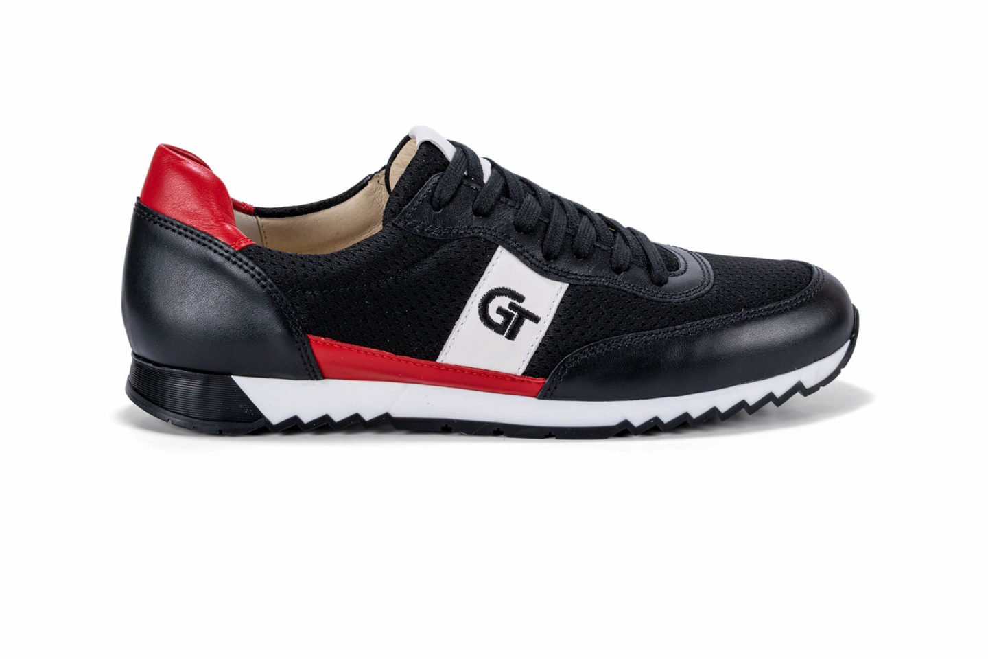 G&T Aktív Fekete textil - Fehér - piros sportcipő