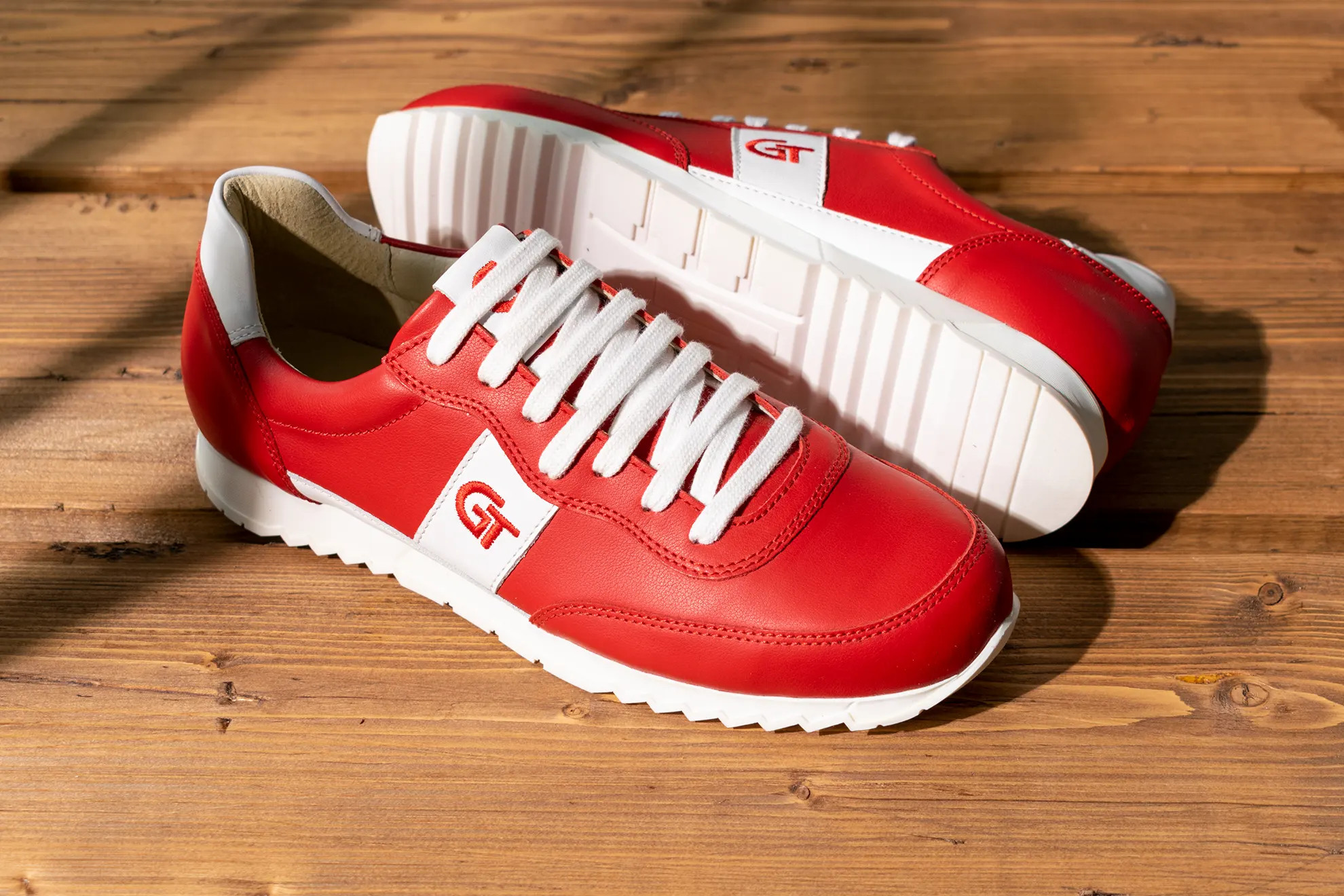 G&T Aktív Piros - Fehér bőr sportcipő