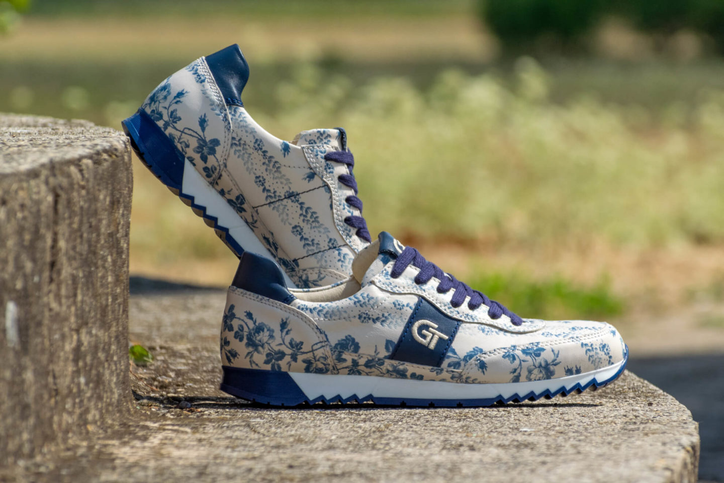 G&T Aktív Kék virág - Óceán bőr sportcipő