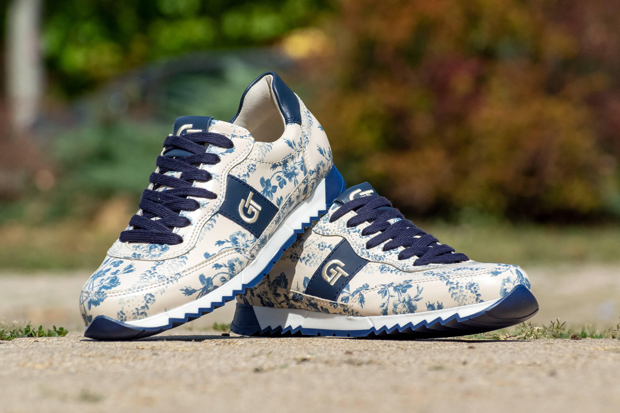 G&T Aktív Kék virág - Óceán bőr sportcipő