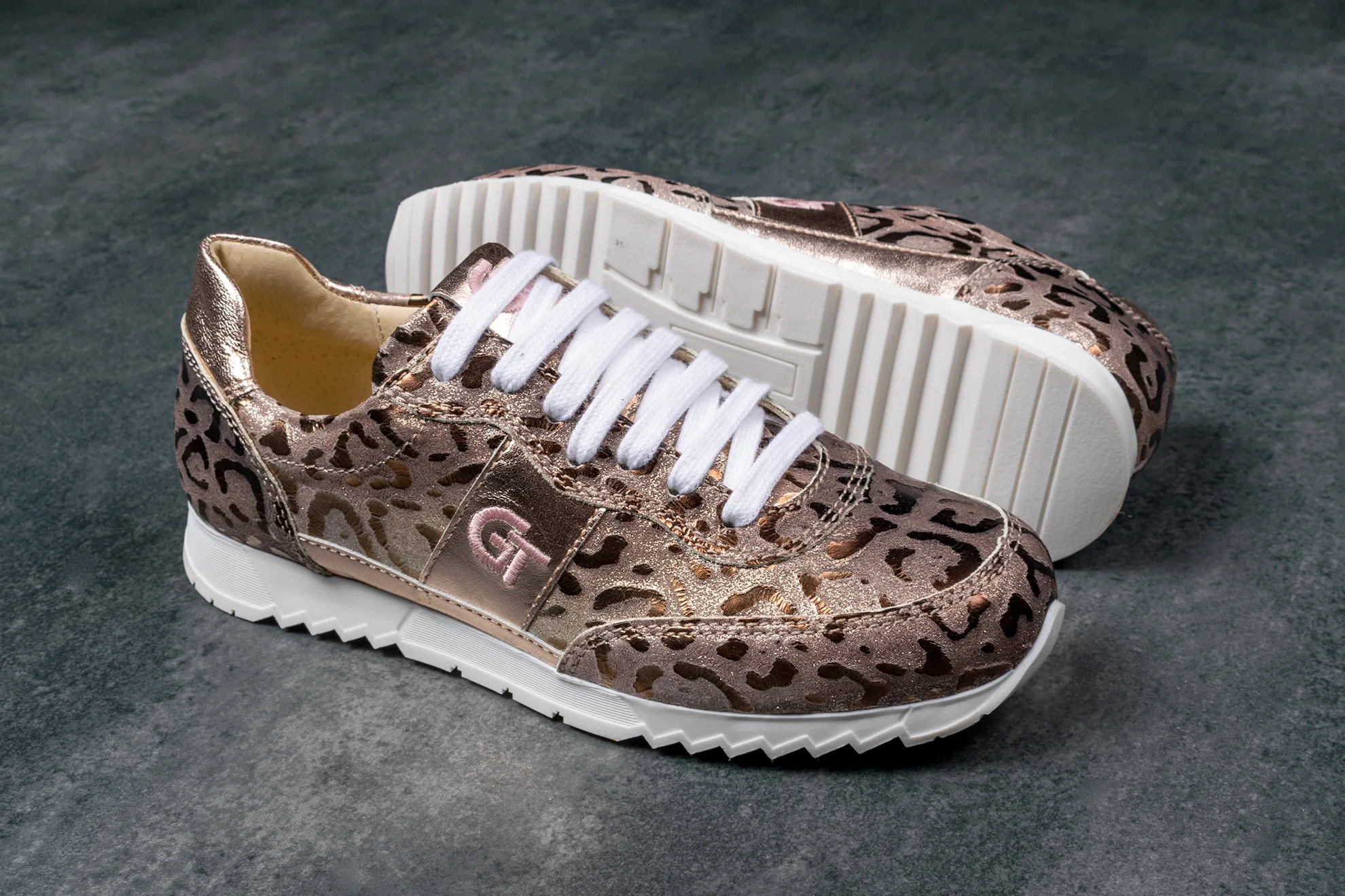 G&T Exkluzív Rosegold Panther bőr sportcipő
