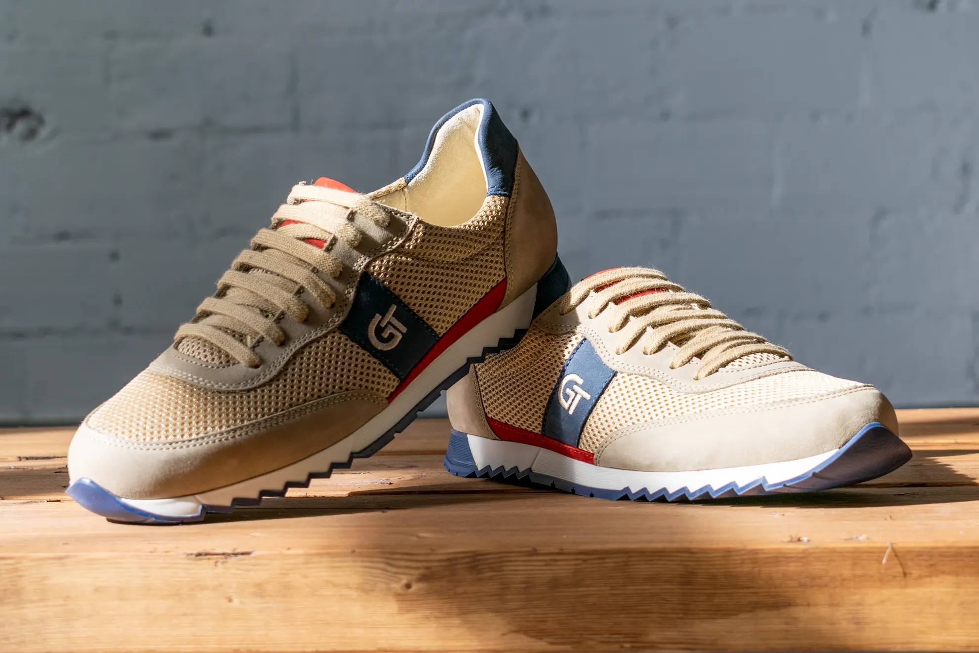 G&T Aktív Bézs textil - Óceán - Piros sportcipő